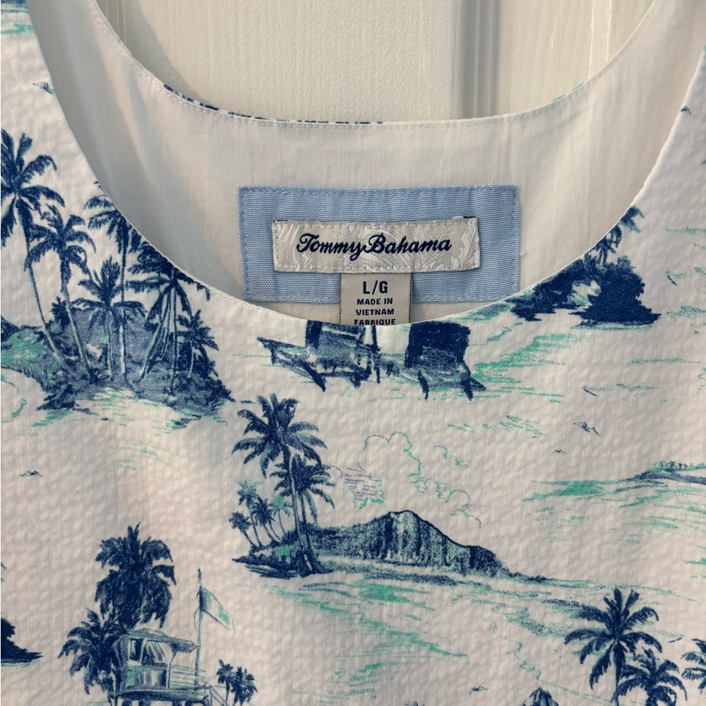 Tommy Bahama Blue and White Island Print Dress - Picture 4 of 6